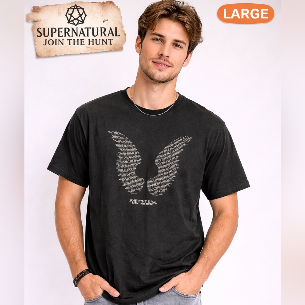 Supernatural Black Graphic T-Shirt LARGE